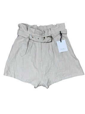 NWT RNWY The Label Linen Blend Belle Sand Khaki Paper Bag Shorts US 6 Runaway